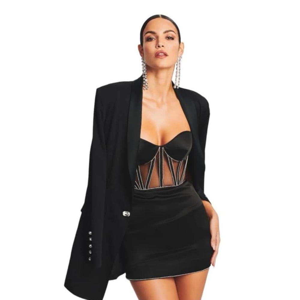 Retrofete Ludlow Mini Corset Dress Black